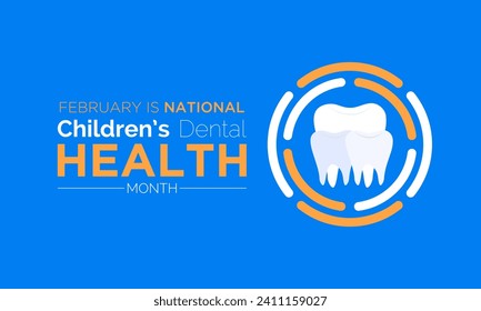 National Children’s Dental Health Month observed every year in month of february. Vector health banner, flyer, poster and social medial template design.
