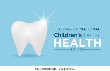 National Children’s Dental Health Month observed every year in month of february. Vector health banner, flyer, poster and social medial template design.