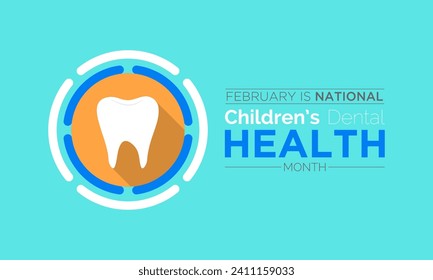 National Children’s Dental Health Month observed every year in month of february. Vector health banner, flyer, poster and social medial template design.