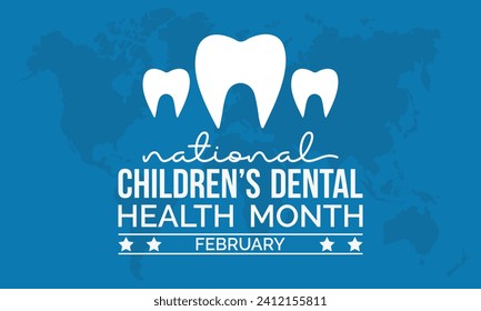 National Children’s Dental Health Month observed every year in month of february. Vector health banner, flyer, poster and social medial template design.