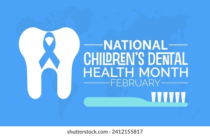 National Children’s Dental Health Month observed every year in month of february. Vector health banner, flyer, poster and social medial template design.