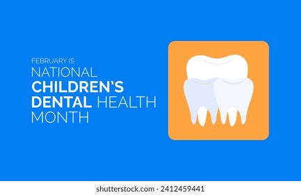 National Children’s Dental Health Month observed every year in month of february. Vector health banner, flyer, poster and social medial template design.