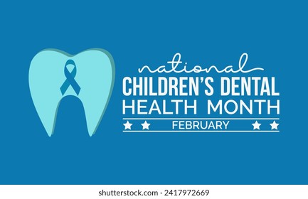 National Children’s Dental Health Month observed every year in month of february. Vector health banner, flyer, poster and social medial template design.