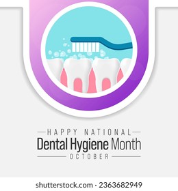 En octubre se celebra cada año el mes nacional de higiene dental para celebrar el trabajo que hacen los higienistas dentales y ayudar a crear conciencia sobre la importancia de la buena salud bucal. Ilustración del vector