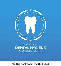 National Dental Hygiene month is observed every year on October. Banner poster, flyer and background design template. Clean teeth with brush. Vector illustration