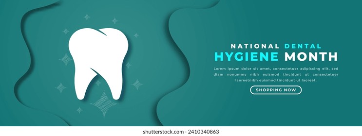 Mes Nacional de Higiene Dental Estilo de corte de papel Vector Ilustración para fondo, afiche, pancarta, publicidad, tarjeta de saludo