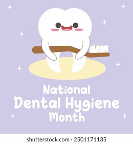 Diseño nacional del Vector del mes de la higiene dental para la celebración nacional del mes de la higiene dental. Conveniente para la ilustración gráfica del diseño plano para los anuncios de las redes sociales, diseño del volante, ilustración plana, Anuncio