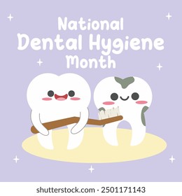 Diseño nacional del Vector del mes de la higiene dental para la celebración nacional del mes de la higiene dental. Conveniente para los anuncios planos de las redes sociales de la ilustración gráfica del diseño, diseño del volante, ilustración plana, Anuncio