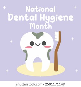 Diseño nacional del Vector del mes de la higiene dental para la celebración nacional del mes de la higiene dental. Conveniente para la ilustración gráfica del diseño plano para los anuncios de las redes sociales, diseño del volante, ilustración plana, Anuncio