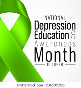 National Depression education and awareness month is observed every year in October, it is a common condition, and recovery is possible with the right treatment. Vector illustration