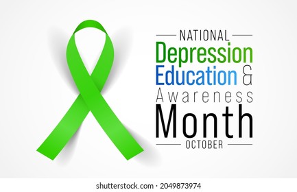 National Depression education and awareness month is observed every year in October, it is a common condition, and recovery is possible with the right treatment. Vector illustration
