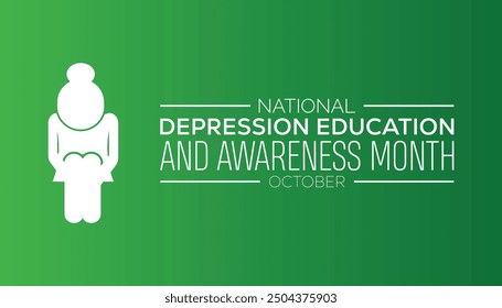 National Depression Education and Awareness Month is observed every year on October. Medical Healthcare Awareness concept. background, placard, banner template Vector illustration design.