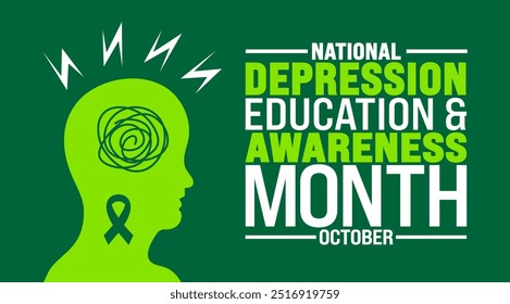 National Depression Education and Awareness Month background or banner design template is observed every year in October. Holiday concept. Template for card, poster, placard, template. eps 10