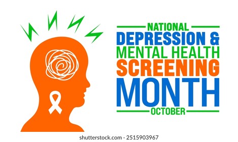 National Depression and Mental Health Screening Month background or banner design template is observed every year in October. Holiday concept. Template for card, poster, placard, template. eps 10