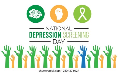 National Depression screening day is observed every year on October. Medical Healthcare Awareness concept. background, placard, banner template Vector illustration design.