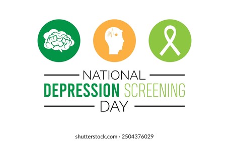 National Depression screening day is observed every year on October. Medical Healthcare Awareness concept. background, placard, banner template Vector illustration design.