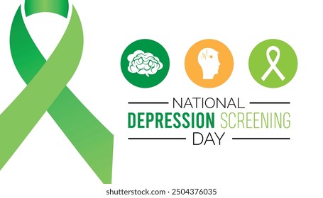 National Depression screening day is observed every year on October. Medical Healthcare Awareness concept. background, placard, banner template Vector illustration design.