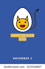 National Deviled Egg Day, November 2 (Line Art Vector Illustration in Flat Style Design)