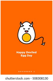 National Deviled Egg Day, November 2 (Line Art Vector Illustration in Flat Style Design)