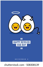 National Deviled Egg Day, November 2 (Line Art Vector Illustration in Flat Style Design)