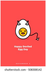 National Deviled Egg Day, November 2 (Line Art Vector Illustration in Flat Style Design)