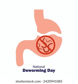 National Deworming Day, India. Vector, illustration. 10th February, stomach worms and tablets concept of national deworming day.