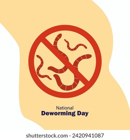 National Deworming Day, India. Vector, illustration. 10th February, stomach worms and tablets concept of national deworming day.