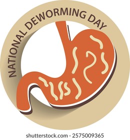 National Deworming Day, vector logo design of worms in stomach