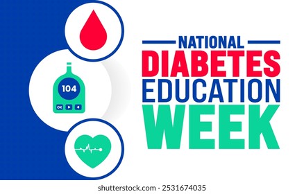 O fundo da Semana Nacional da Educação para o Diabetes ou o modelo de design de banner é observado todos os anos em novembro. Conceito de férias. Modelo para cartão, cartaz, cartão, modelo.