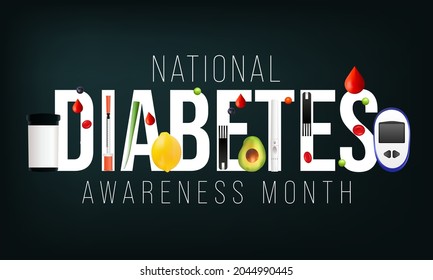 National Diabetes month is observed every year in November, it is the primary global awareness campaign focusing on diabetes. Vector illustration