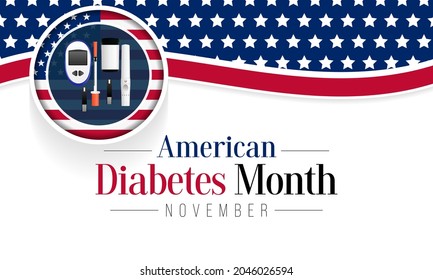 National Diabetes month is observed every year in November, it is the primary global awareness campaign focusing on diabetes. Vector illustration