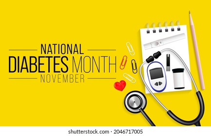 National Diabetes month is observed every year in November, it is the primary global awareness campaign focusing on diabetes. Vector illustration