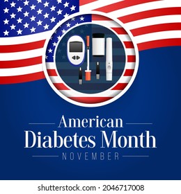 National Diabetes month is observed every year in November, it is the primary global awareness campaign focusing on diabetes. Vector illustration