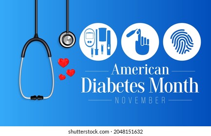 National Diabetes month is observed every year in November, it is the primary global awareness campaign focusing on diabetes. Vector illustration