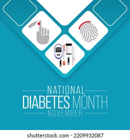 National Diabetes month is observed every year in November, it is the primary global awareness campaign focusing on diabetes. Vector illustration