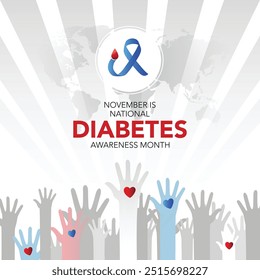 O mês nacional do diabetes é observado todos os anos em novembro, é a principal campanha de conscientização global com foco no diabetes. Ilustração vetorial