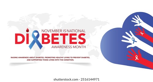 National Diabetes Monat wird jedes Jahr im November beobachtet, es ist die primäre globale Sensibilisierungskampagne mit dem Schwerpunkt auf Diabetes. Vektorgrafik