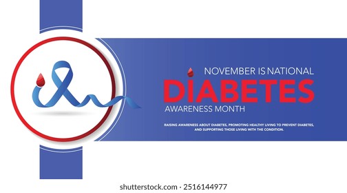 National Diabetes month is observed every year in November, it is the primary global awareness campaign focusing on diabetes. Vector illustration