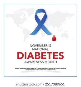 O mês nacional do diabetes é observado todos os anos em novembro, é a principal campanha de conscientização global com foco no diabetes. Ilustração vetorial