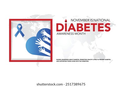 National Diabetes Monat wird jedes Jahr im November beobachtet, es ist die primäre globale Sensibilisierungskampagne mit dem Schwerpunkt auf Diabetes. Vektorgrafik