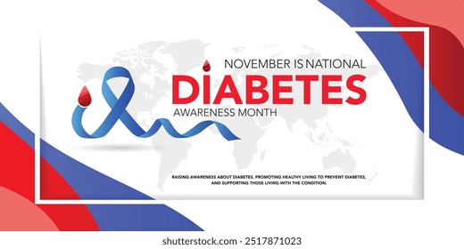 O mês nacional do diabetes é observado todos os anos em novembro, é a principal campanha de conscientização global com foco no diabetes. Ilustração vetorial