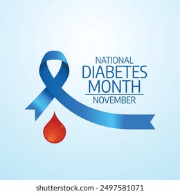 National Diabetes Month vector design template good for celebration usage. National Diabetes Month design. Blue ribbon design. flat design. eps 10.