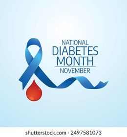 National Diabetes Month vector design template good for celebration usage. National Diabetes Month design. Blue ribbon design. flat design. eps 10.