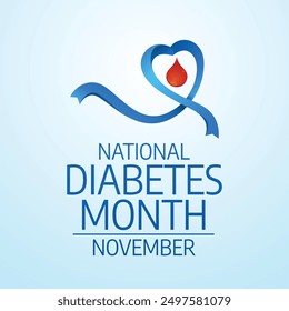 National Diabetes Month vector design template good for celebration usage. National Diabetes Month design. Blue ribbon design. flat design. eps 10.