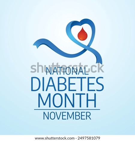 National Diabetes Month vector design template good for celebration usage. National Diabetes Month design. Blue ribbon design. flat design. eps 10.