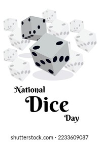 National Dice Day, idea for vertical design poster, banner, flyer or placard vector illustration
