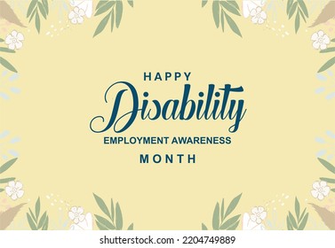 National Disability Employment Awareness Month. Holiday Concept. Template For Background, Banner, Card, Poster, T-shirt With Text Inscription