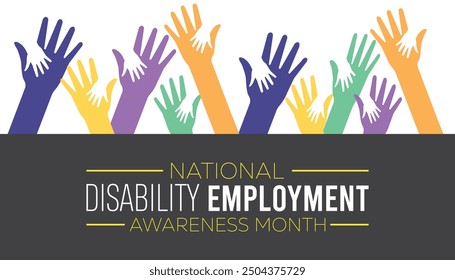 National Disability Employment Awareness Month is observed every year on October. Social Awareness concept.  background, placard, banner template Vector illustration design.