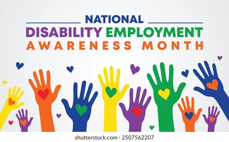 National Disability Employment Awareness Month every year on October,  Vector Template For Banner, Greeting Card, Poster