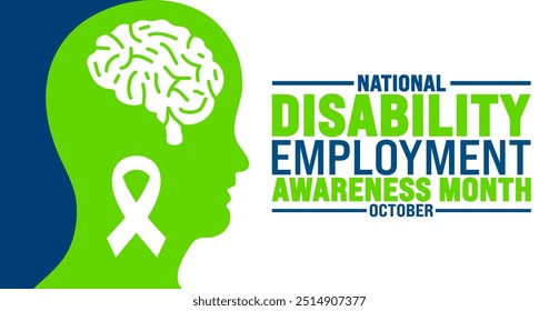 National Disability Employment Awareness Month Hintergrund oder Banner Design-Vorlage wird jedes Jahr im Oktober beobachtet. Urlaubskonzept. Vorlage für Karte, Poster, Plakat, Vorlage. 10 EPS